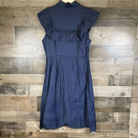 Foxiedox Women’s Size XS Button Up Dress Navy Blue Sleeveless Cotton NWT - Picture 5 of 8